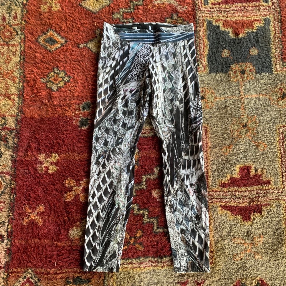 HELMUT LANG Black White Blue Pattern Legging
